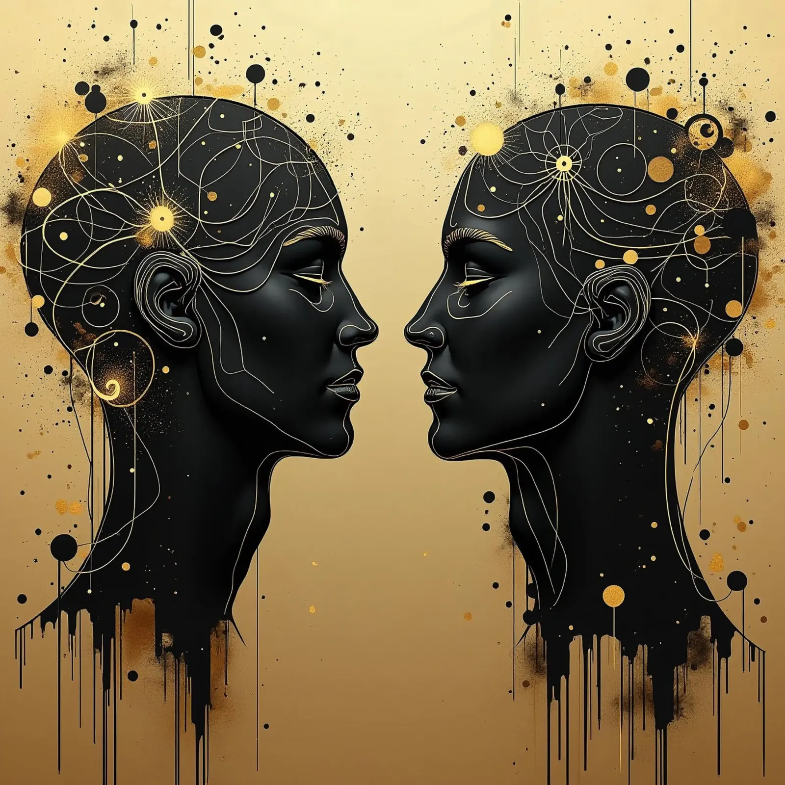 Immagine_specchio_oro_3 poster con telaio in plastica da AI-Portraits by LK