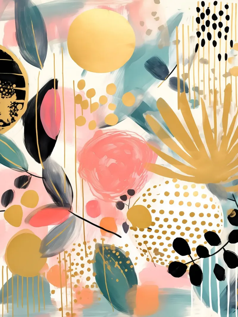 Boho Astratto 11a poster con telaio in legno da Yaso Design Boho & Botanic