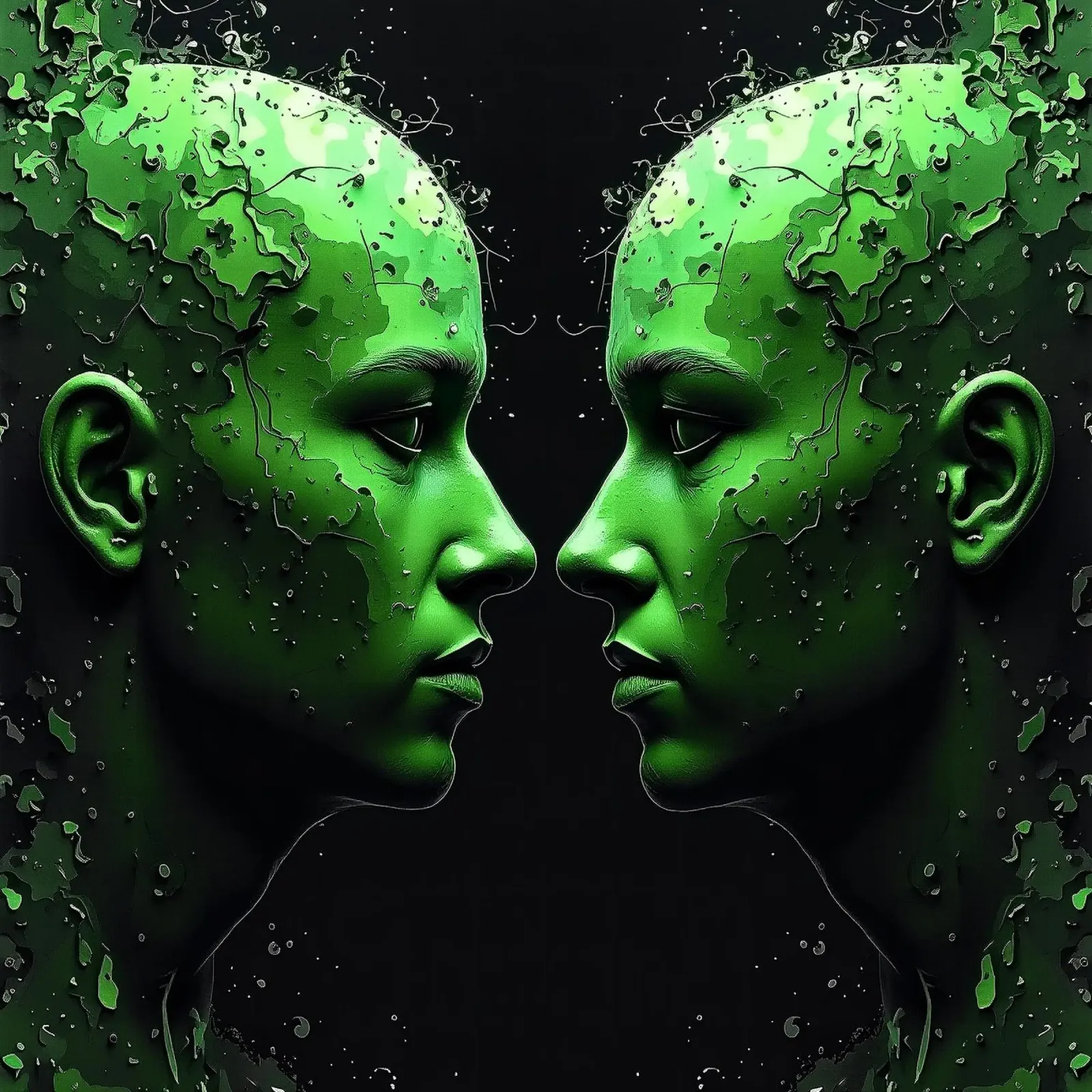 reflet_vert_2 poster avec cadre en bois de AI-Portraits by LK