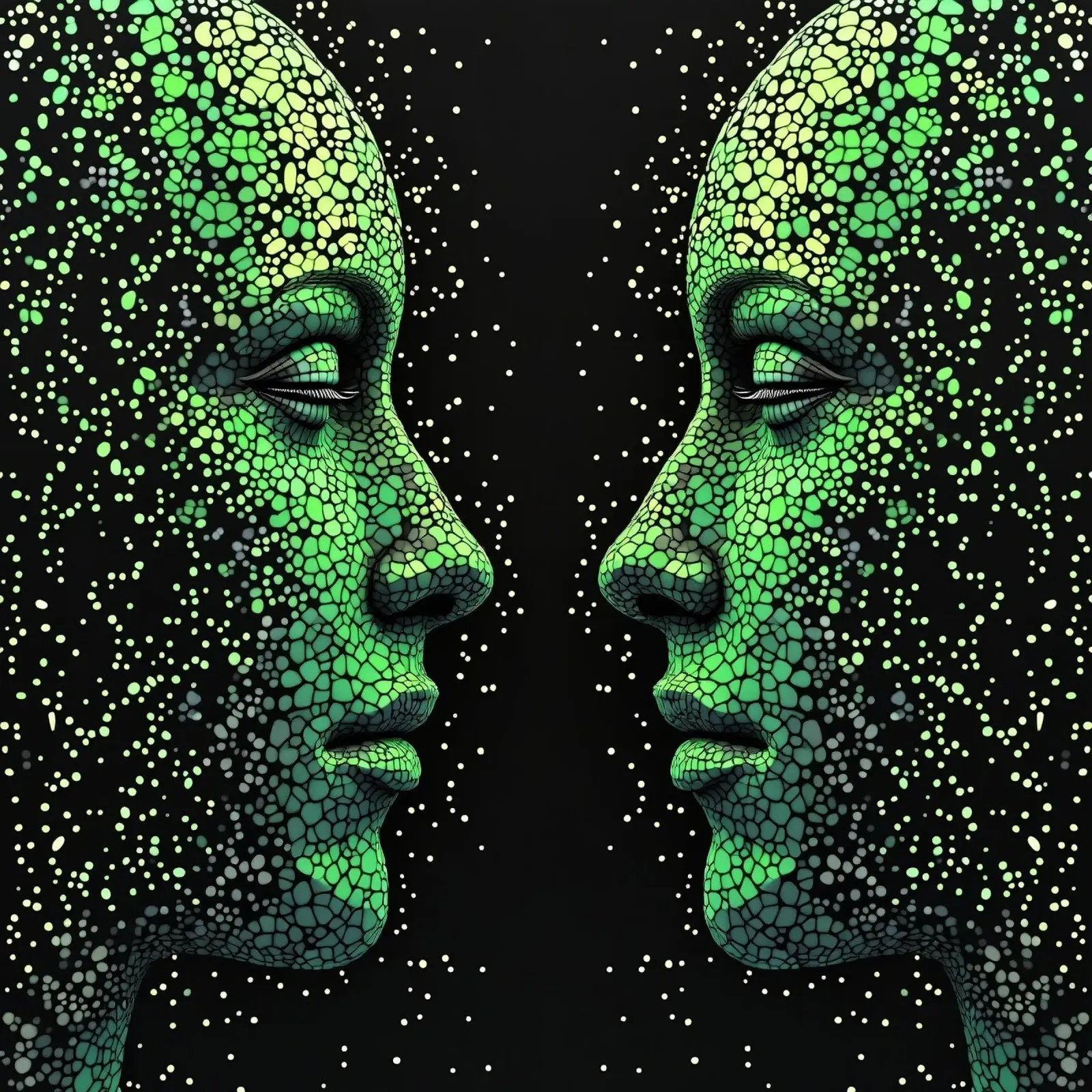 Immagine_specchio_verde_7 poster con telaio in plastica da AI-Portraits by LK