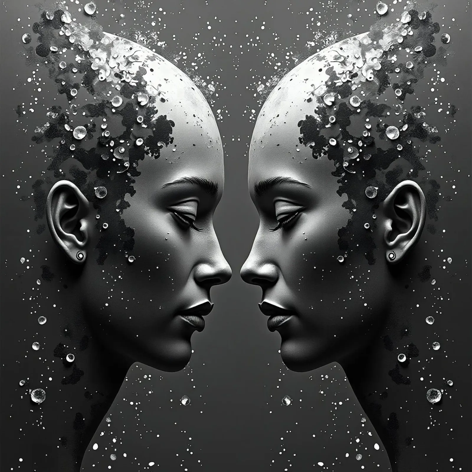 Mirror_image_grey_3 canvas with Floater frame by AI-Portraits by LK