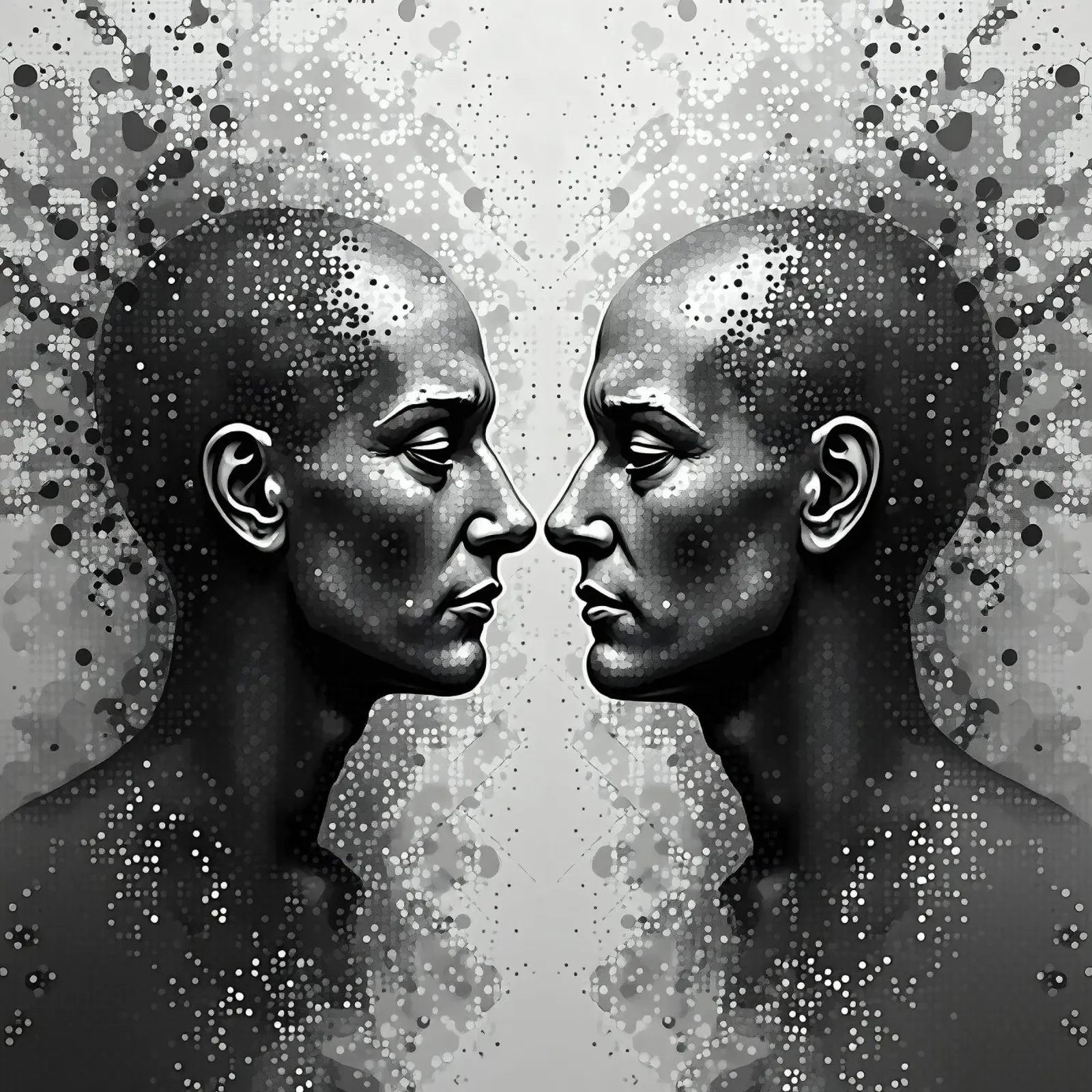 Immagine_specchio_grigio_5 poster con telaio in alluminio da AI-Portraits by LK