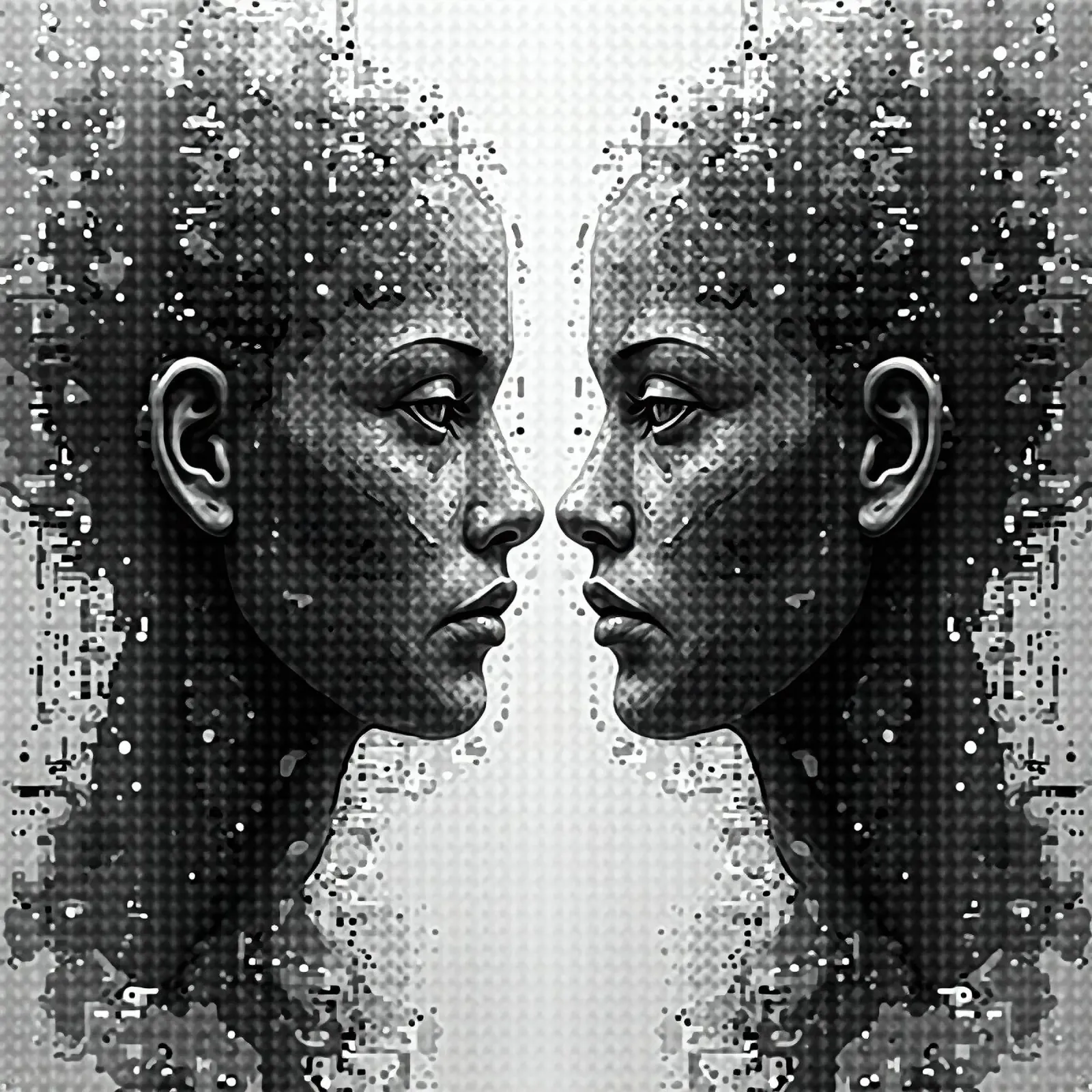 Immagine_specchio_grigio_6 poster con telaio in alluminio da AI-Portraits by LK
