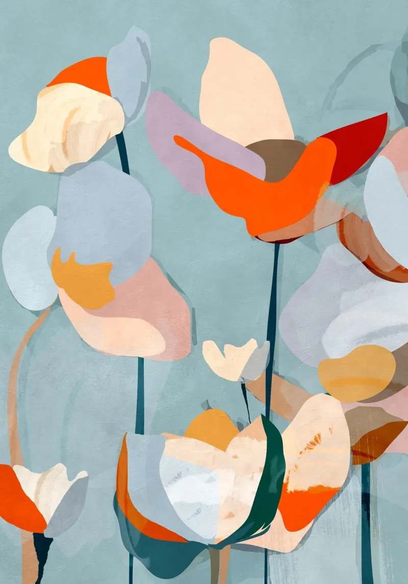 Abstracte kunst bloemen canvas met Baklijst van ThingDesign