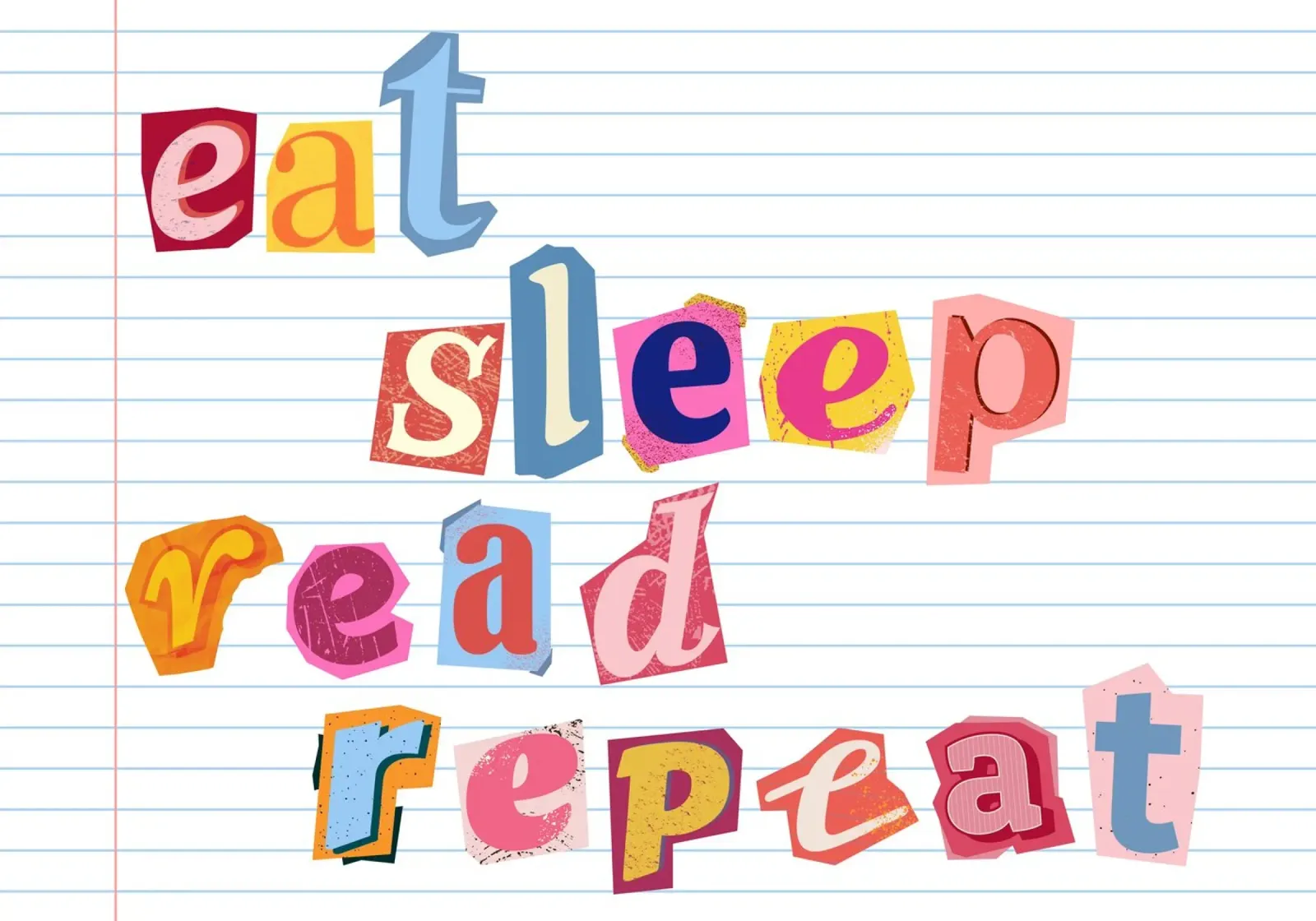 Eat Sleep Read Repeat Collage Art Poster poster da vintagepod