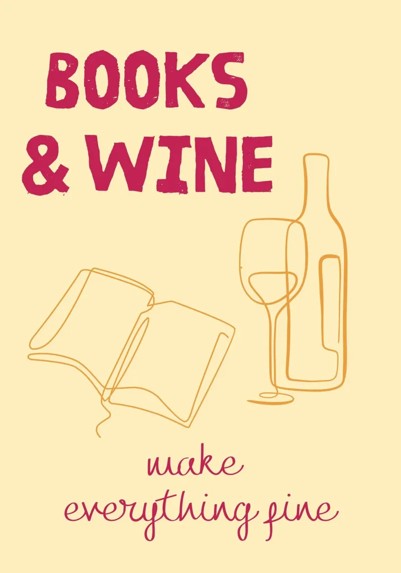 Libri e vino rendono tutto più bello poster con telaio in legno da vintagepod