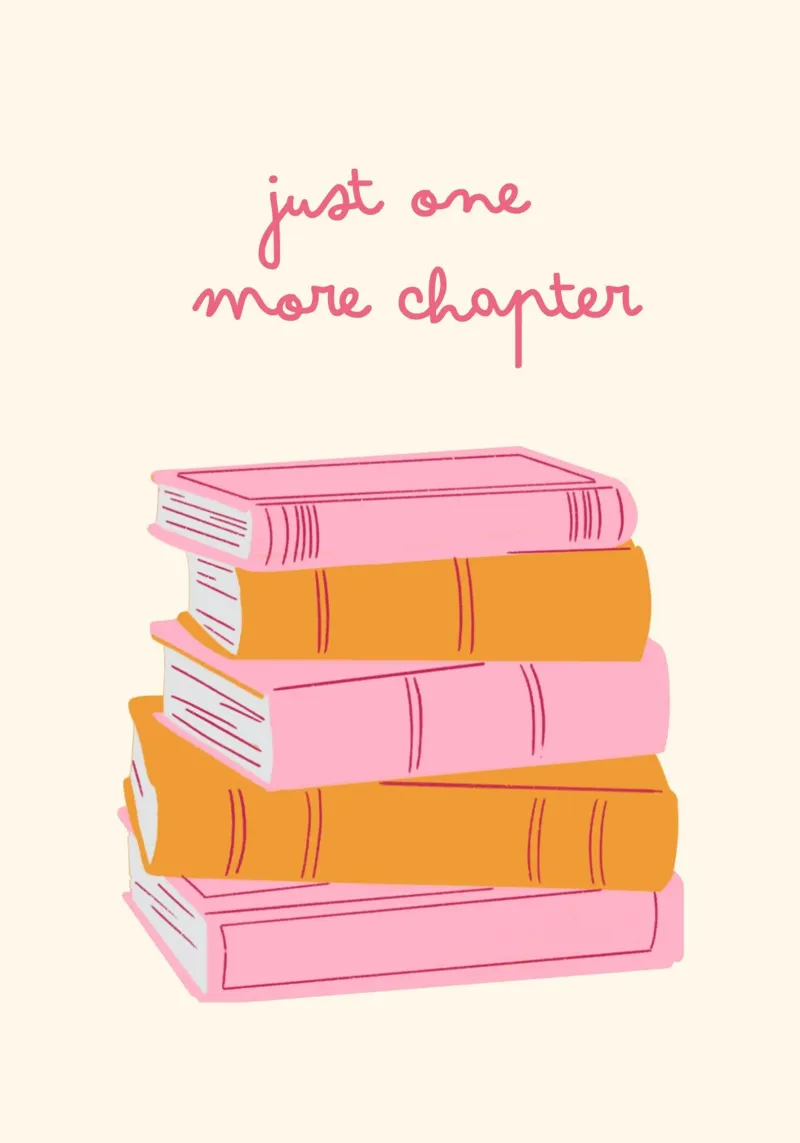 "Pila di libri minimalisti "Solo un capitolo in più poster da vintagepod