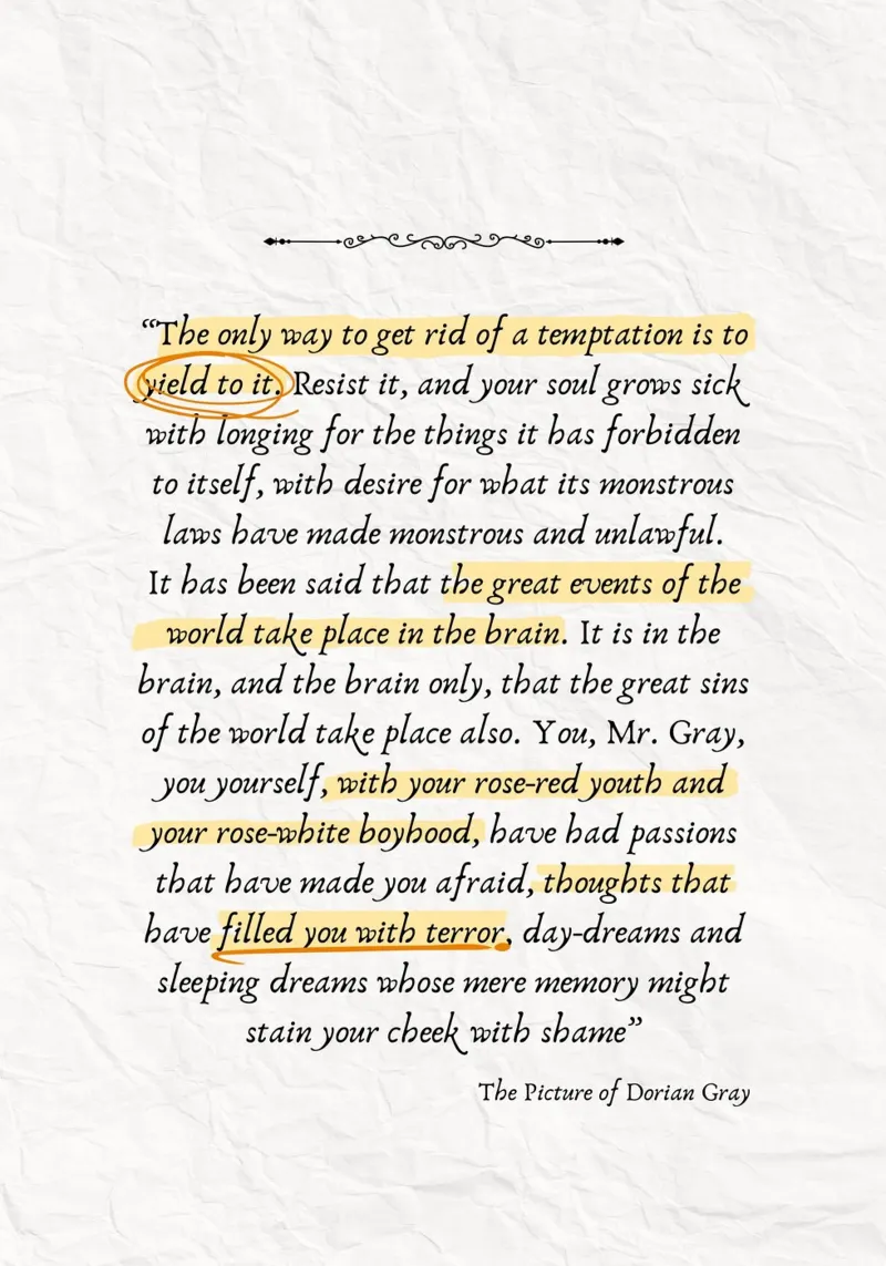 Oscar Wilde Citazione "Il ritratto di Dorian Gray poster da vintagepod