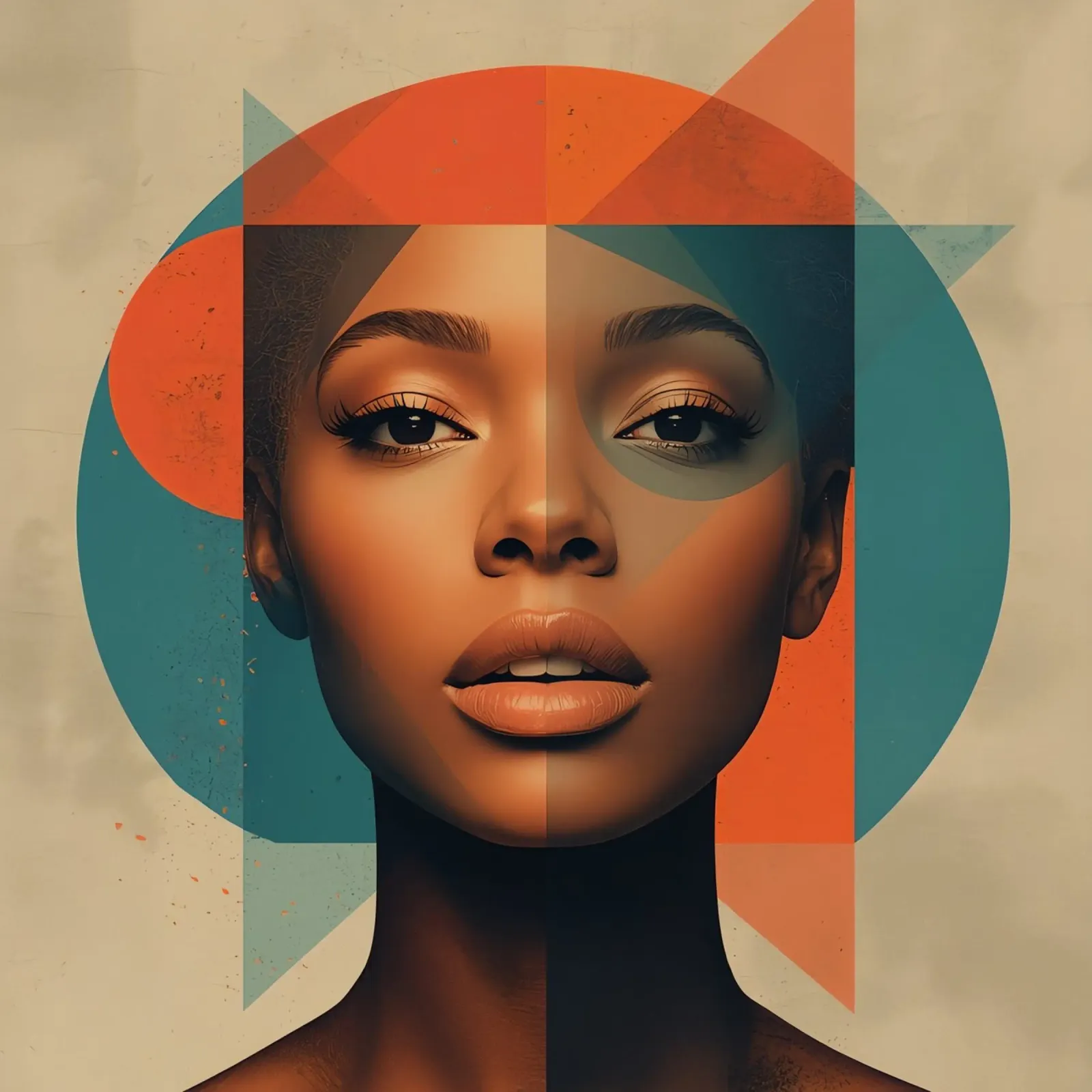 Ritratto astratto di donna con forme geometriche poster con telaio in plastica da DesignDoodle