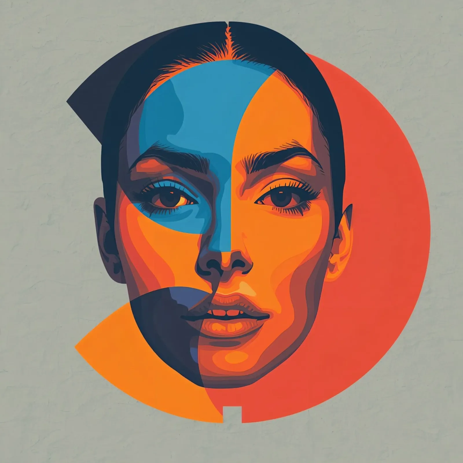Portrait eines Frauengesichts in geometrischen Formen Poster mit Holzrahmen von DesignDoodle