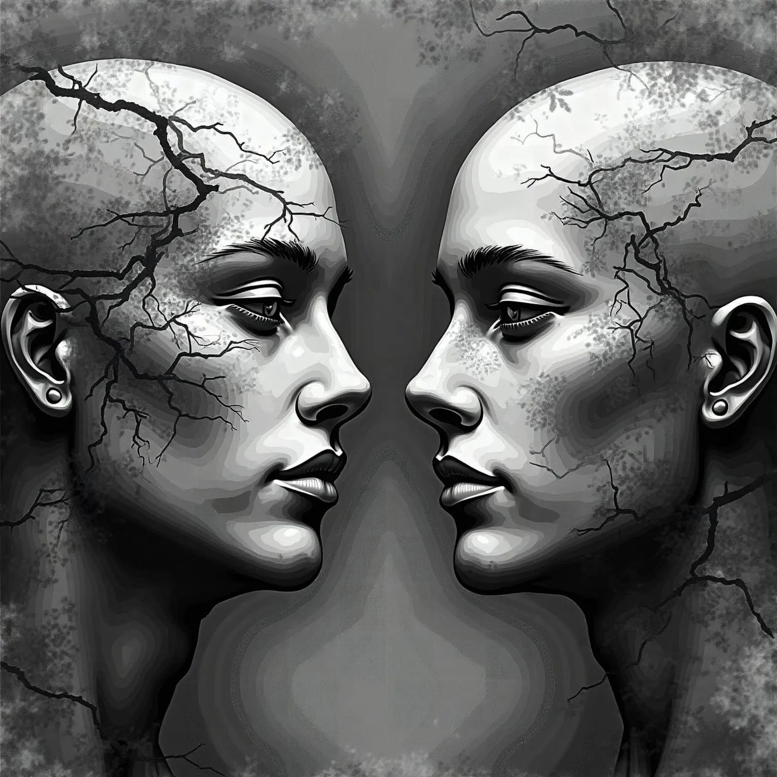 Immagine_specchio_grigio_11 poster con telaio in plastica da AI-Portraits by LK