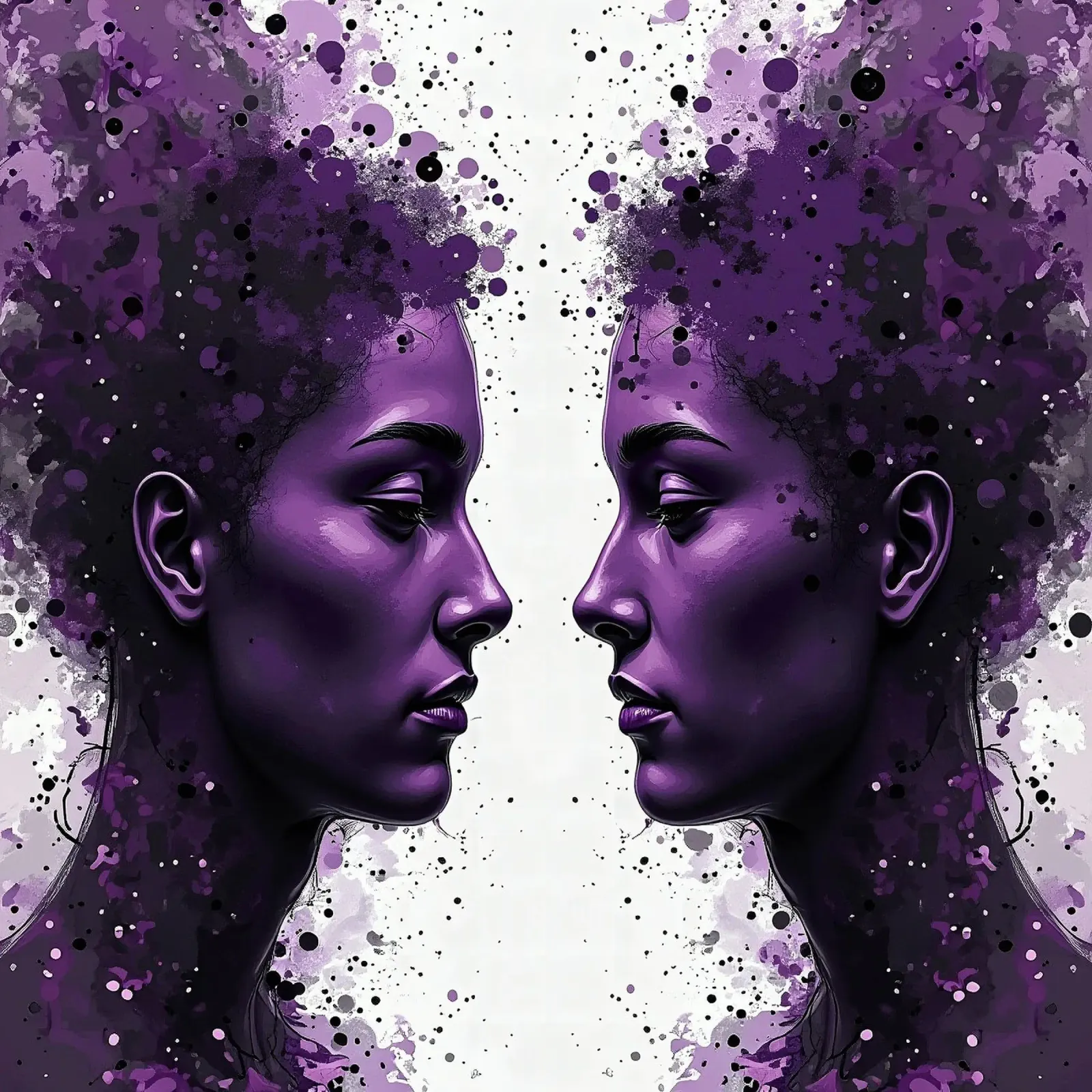 Immagine_specchio_viola_2 poster con telaio in alluminio da AI-Portraits by LK