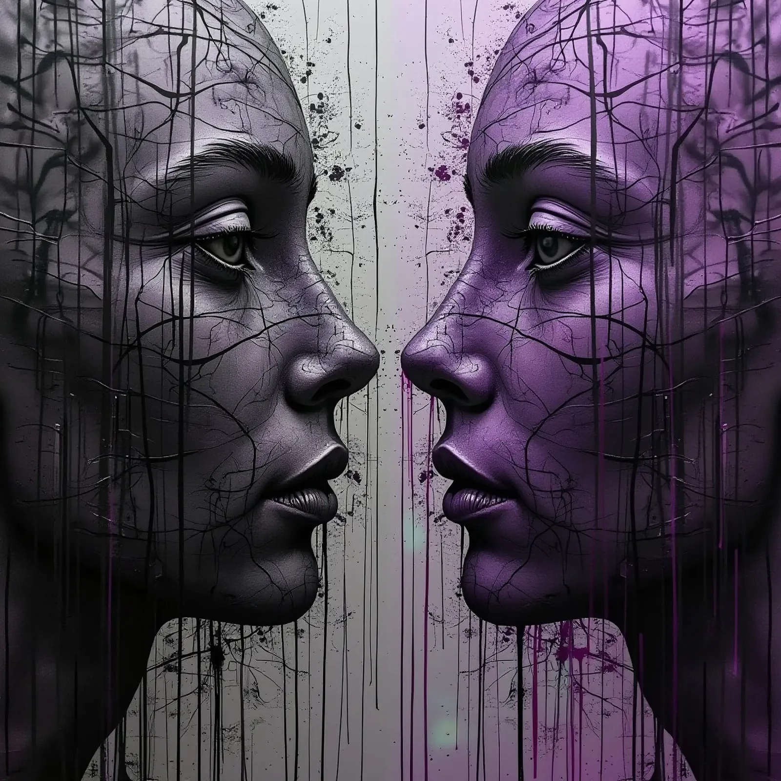 Immagine_specchio_viola_3 poster con telaio in plastica da AI-Portraits by LK