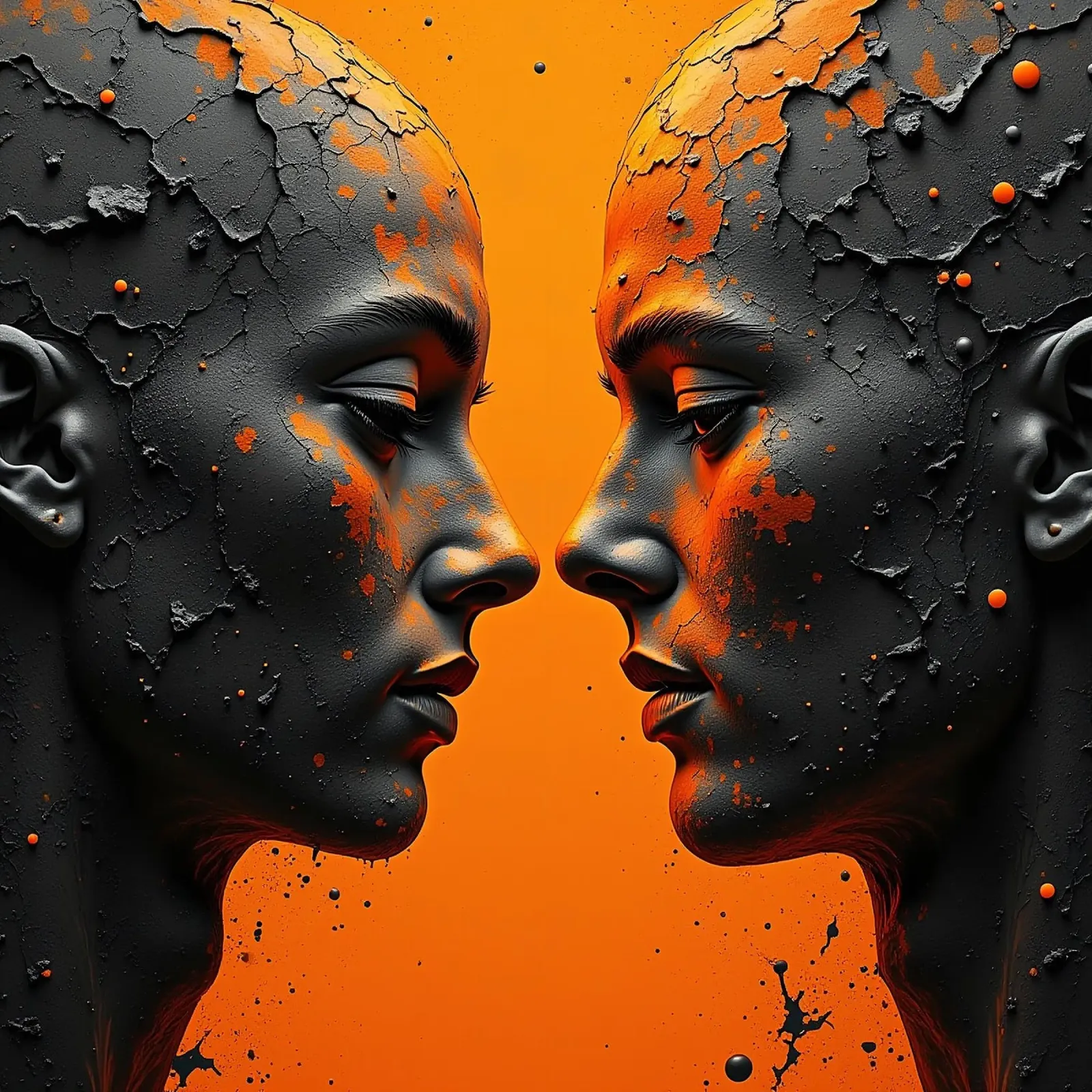 Immagine_specchio_arancione_2 poster con telaio in alluminio da AI-Portraits by LK