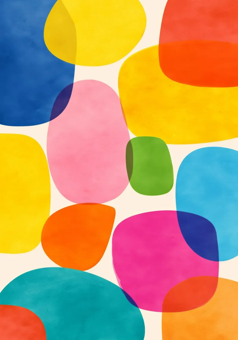 Jellybean Shapes poster con telaio in legno da Kiara
