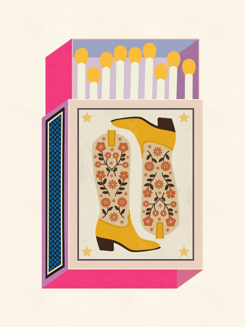 Botas vaqueras Matchbox Vintage hahnemühle de Asha Designs