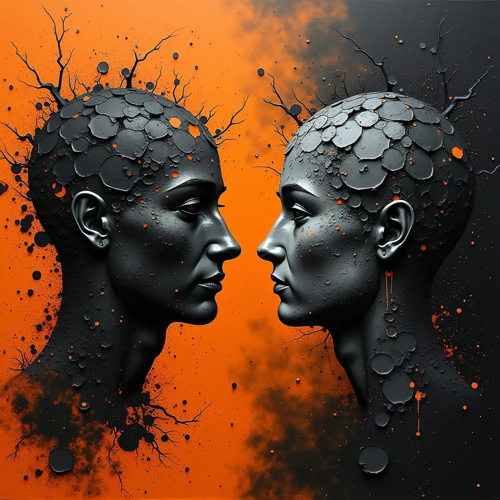 Immagine_specchio_arancione_4 poster con telaio in legno da AI-Portraits by LK
