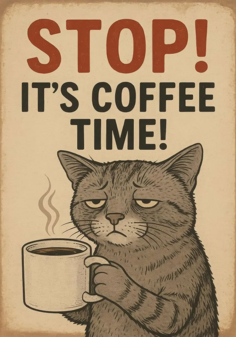 Stop It's Coffee Time Cat pellicola backlit da Nando Art