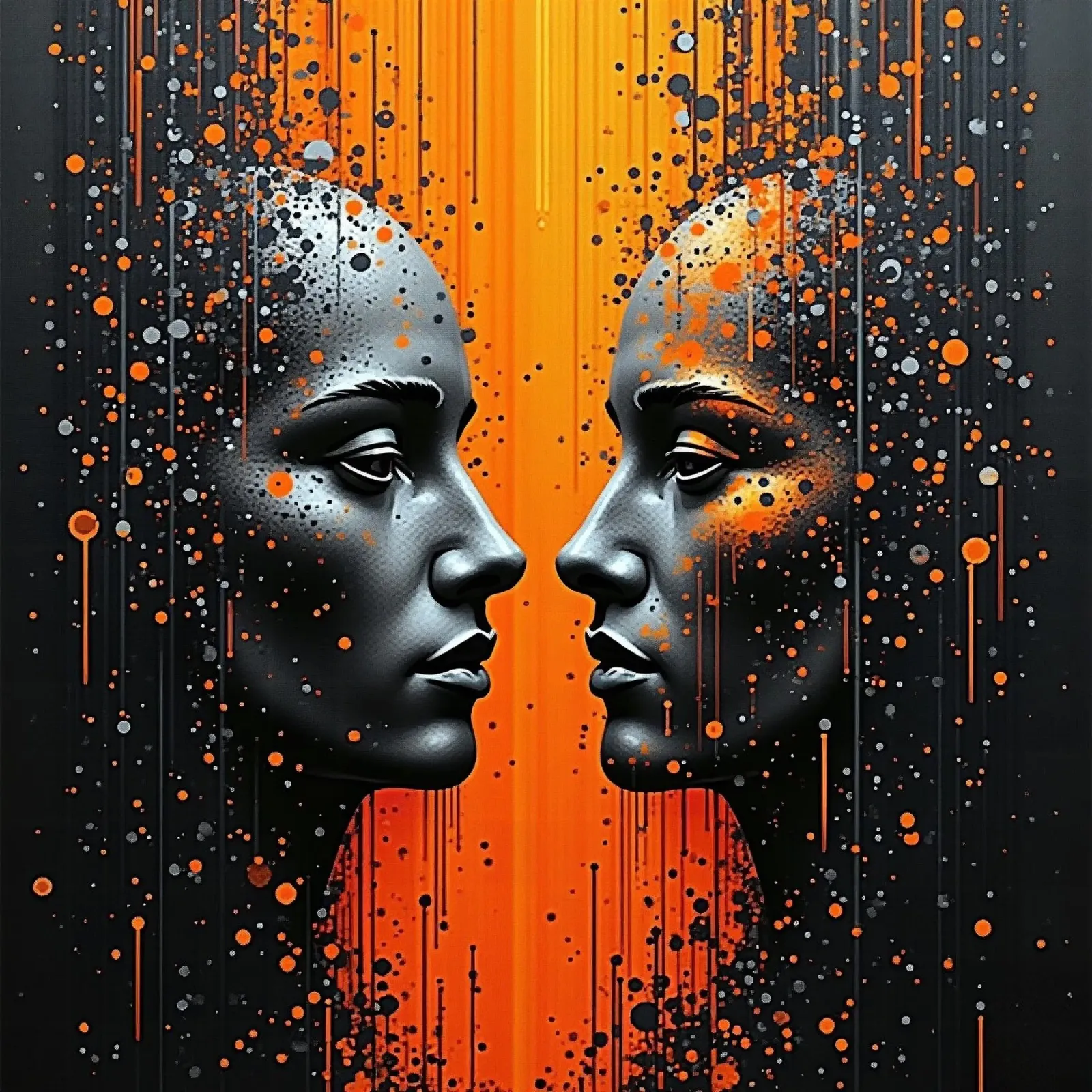 Immagine_specchio_arancio_5 poster con telaio in legno da AI-Portraits by LK