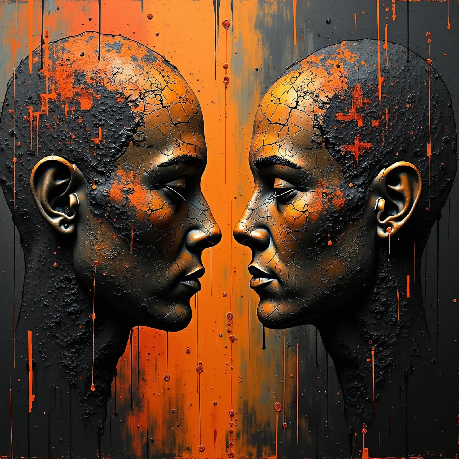Immagine_specchio_arancione_6 poster con telaio in alluminio da AI-Portraits by LK