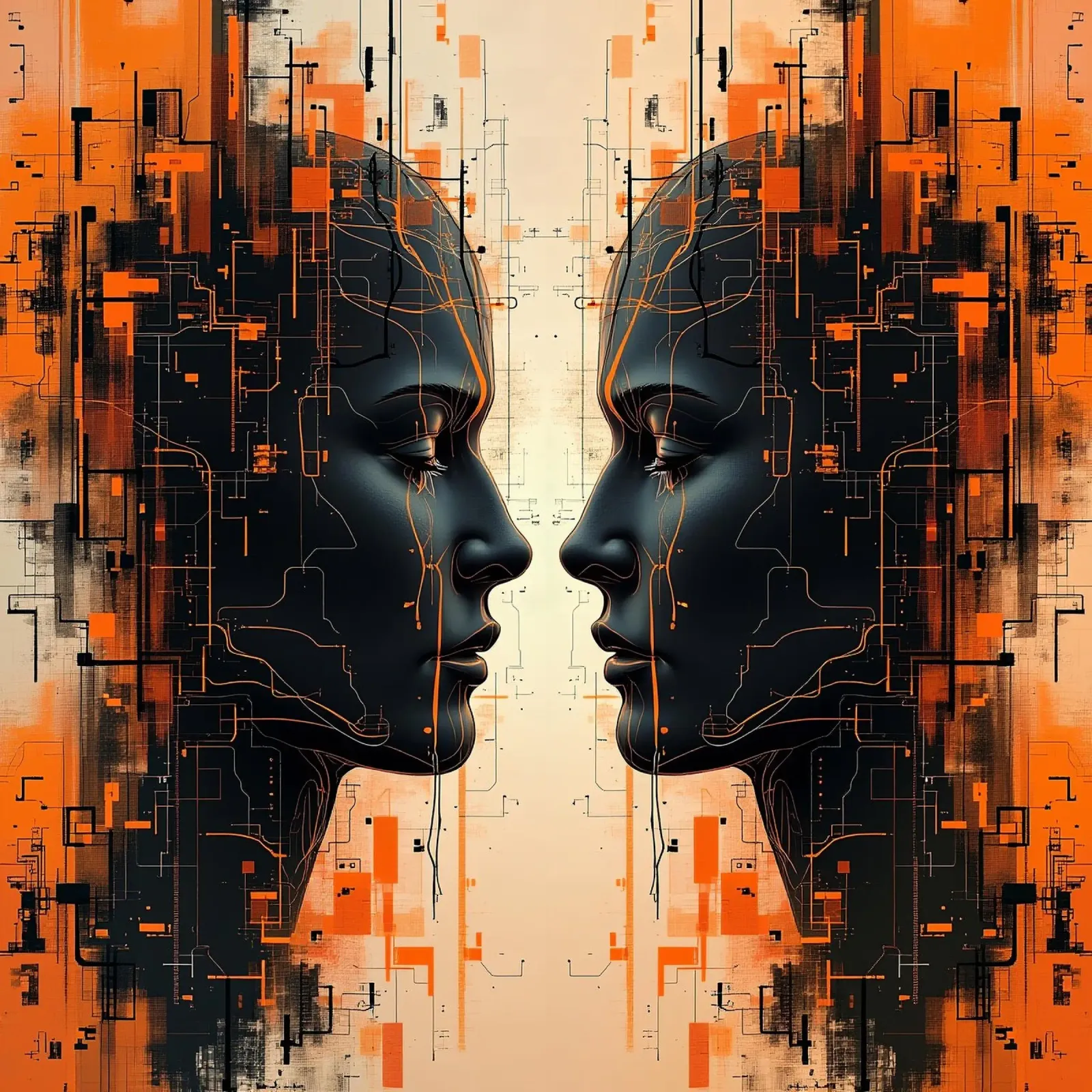Immagine_specchio_arancione_7 poster con telaio in legno da AI-Portraits by LK
