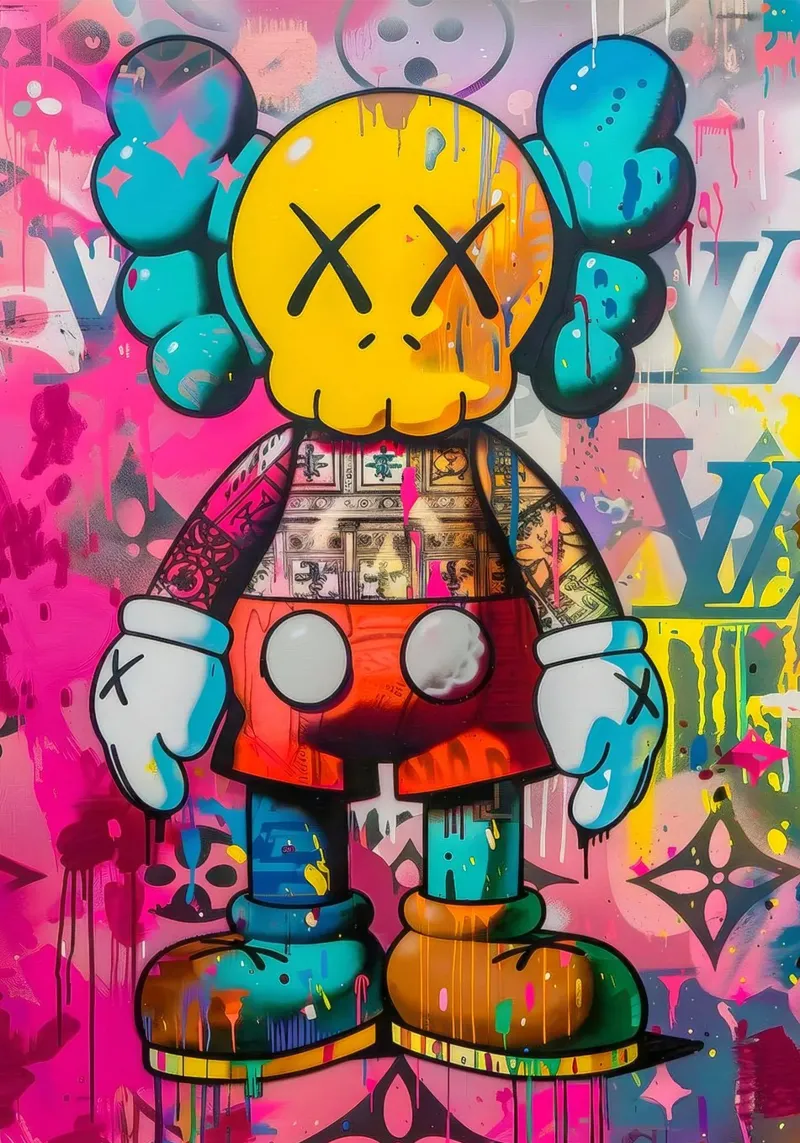 Kaws Inspired Pop Art Painting pellicola backlit da Nando Art