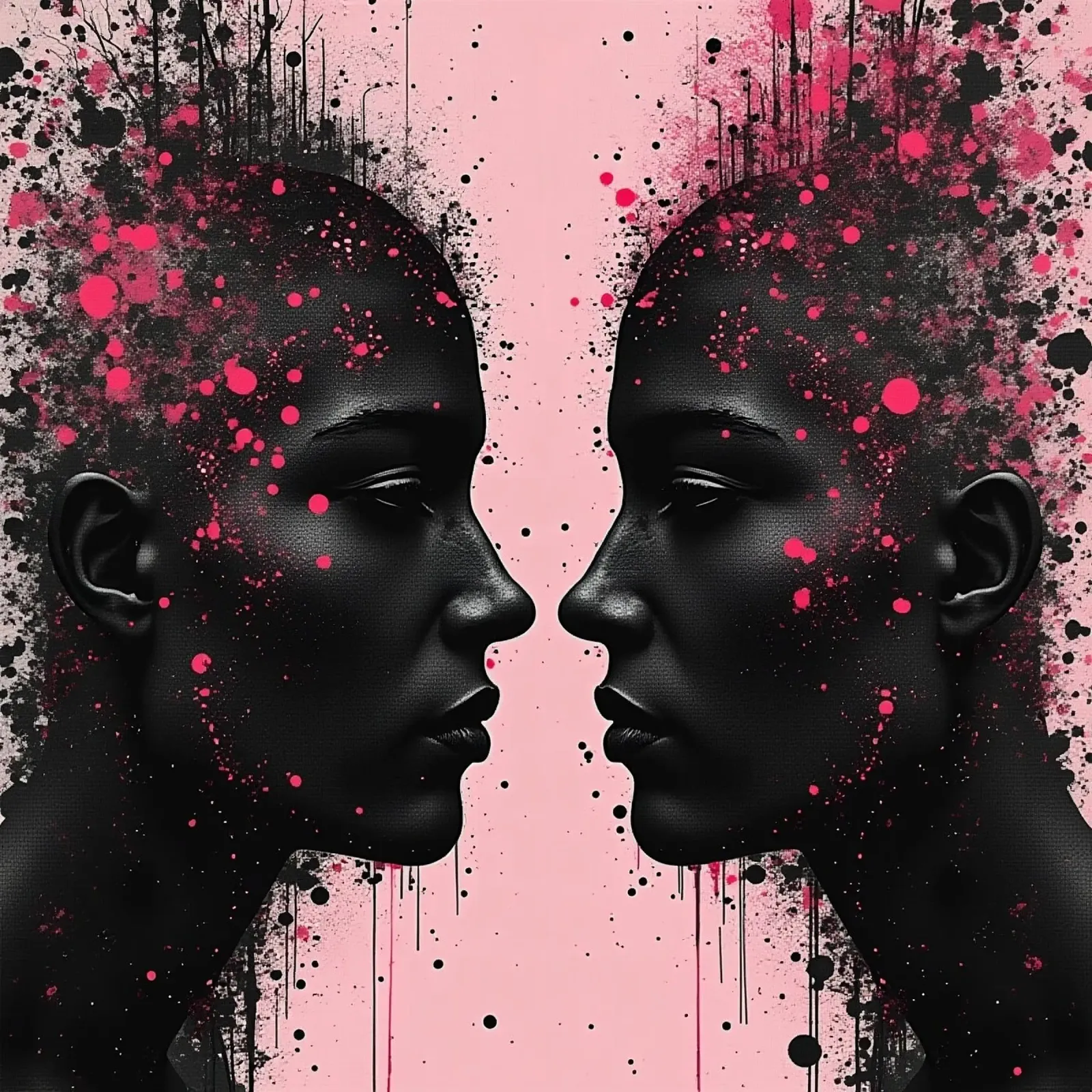 Specchio_rosa_2 poster con telaio in alluminio da AI-Portraits by LK