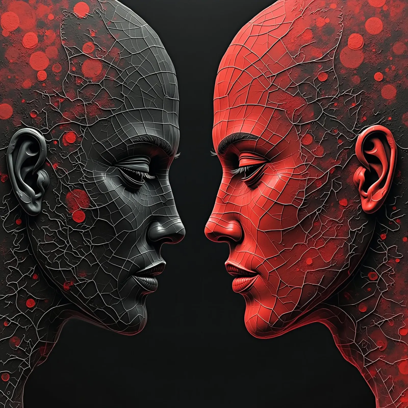 Immagine_specchio_rosso_1 poster con telaio in alluminio da AI-Portraits by LK