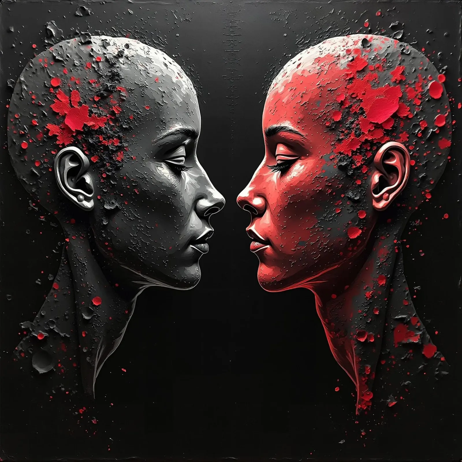 Immagine_specchio_rosso_2 poster con telaio in alluminio da AI-Portraits by LK
