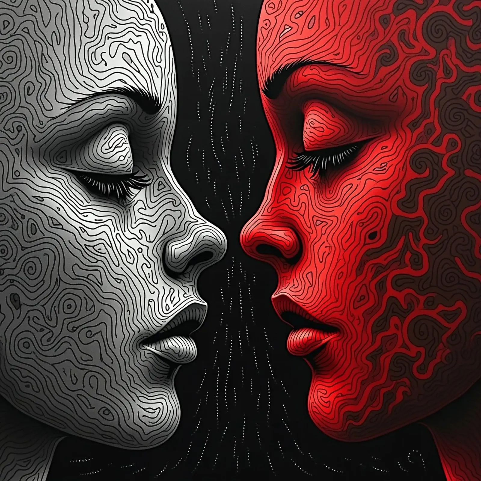 Imagen_espejo_rojo_3 poster con marco de aluminio de AI-Portraits by LK