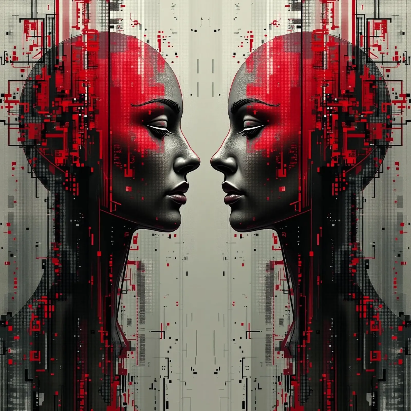 Immagine_specchio_rosso_4 poster con telaio in legno da AI-Portraits by LK