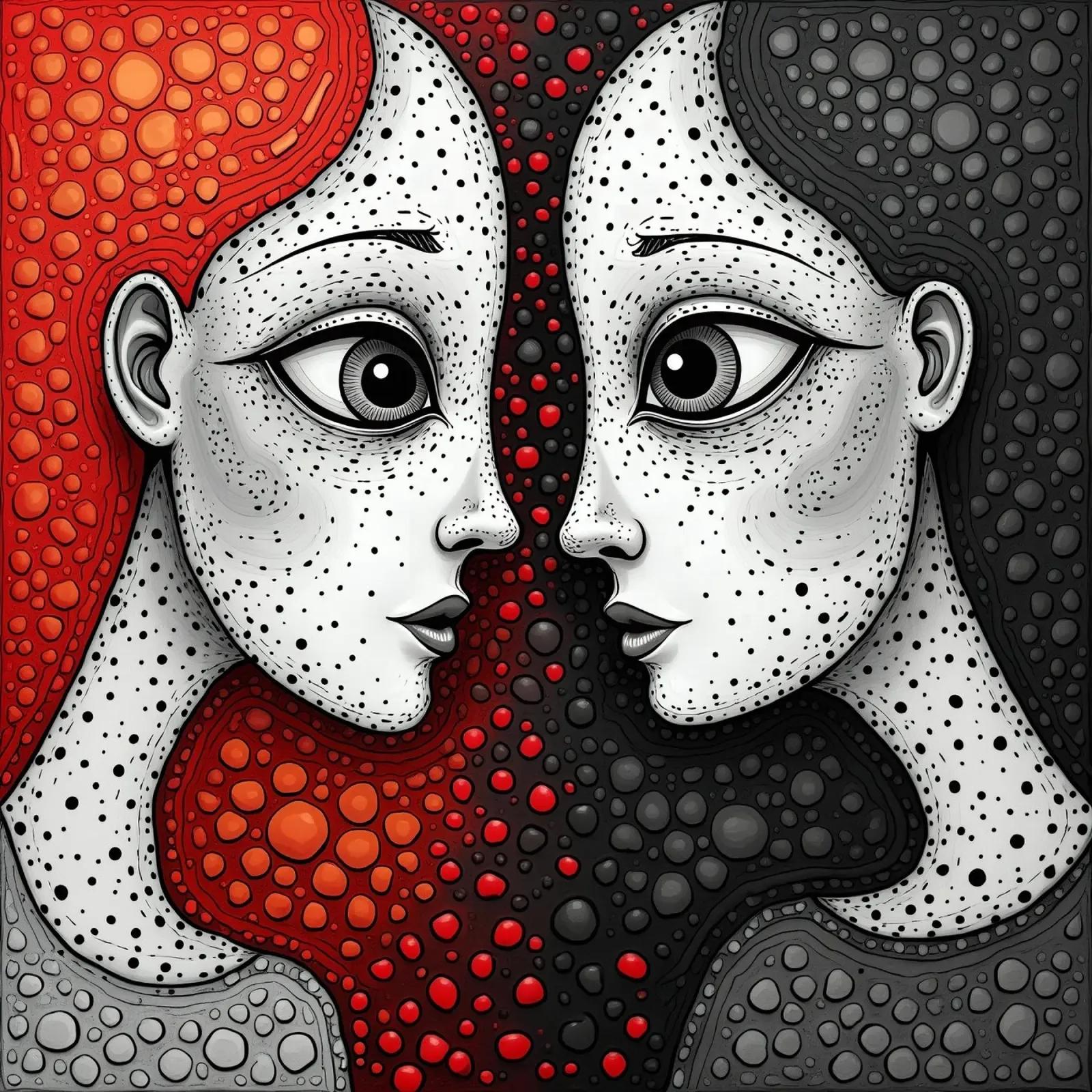 Espejo_6_Estilo Hundertwasser poster con marco de aluminio de AI-Portraits by LK