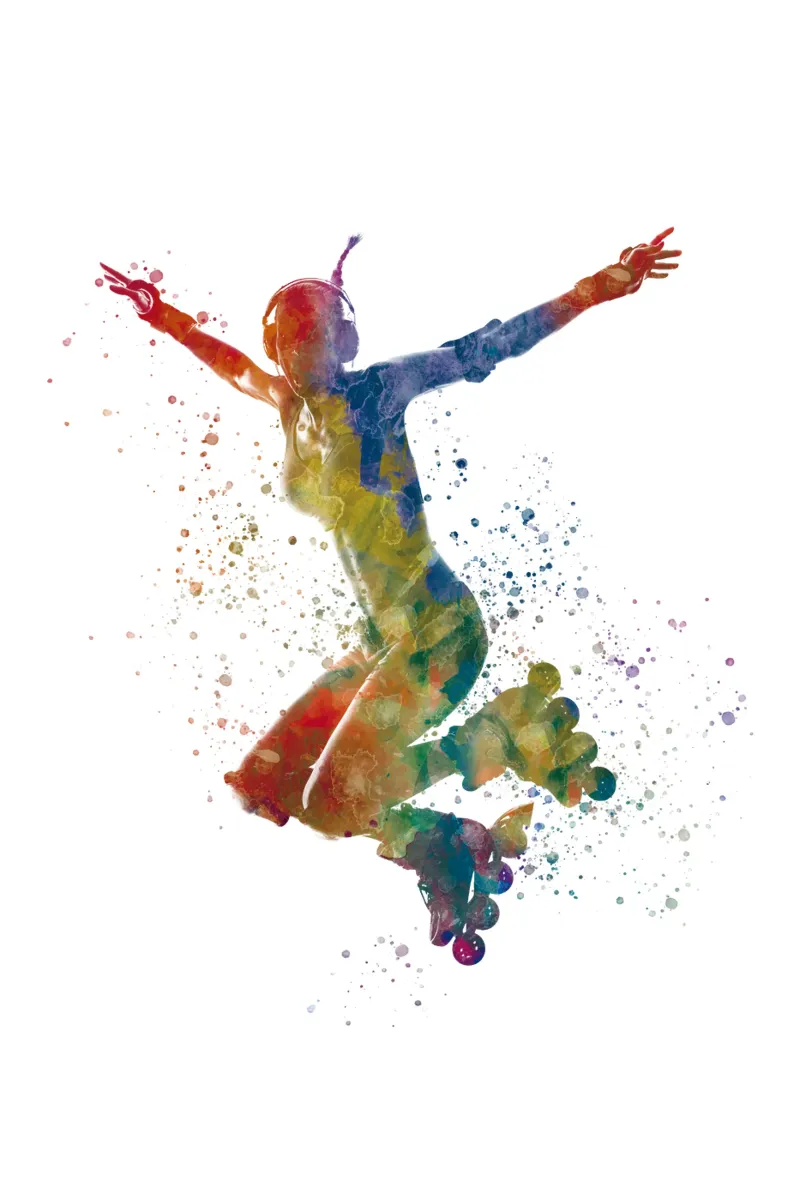 Pattinatore ad acquerello poster con telaio in plastica da ⚽ Sports Pulse