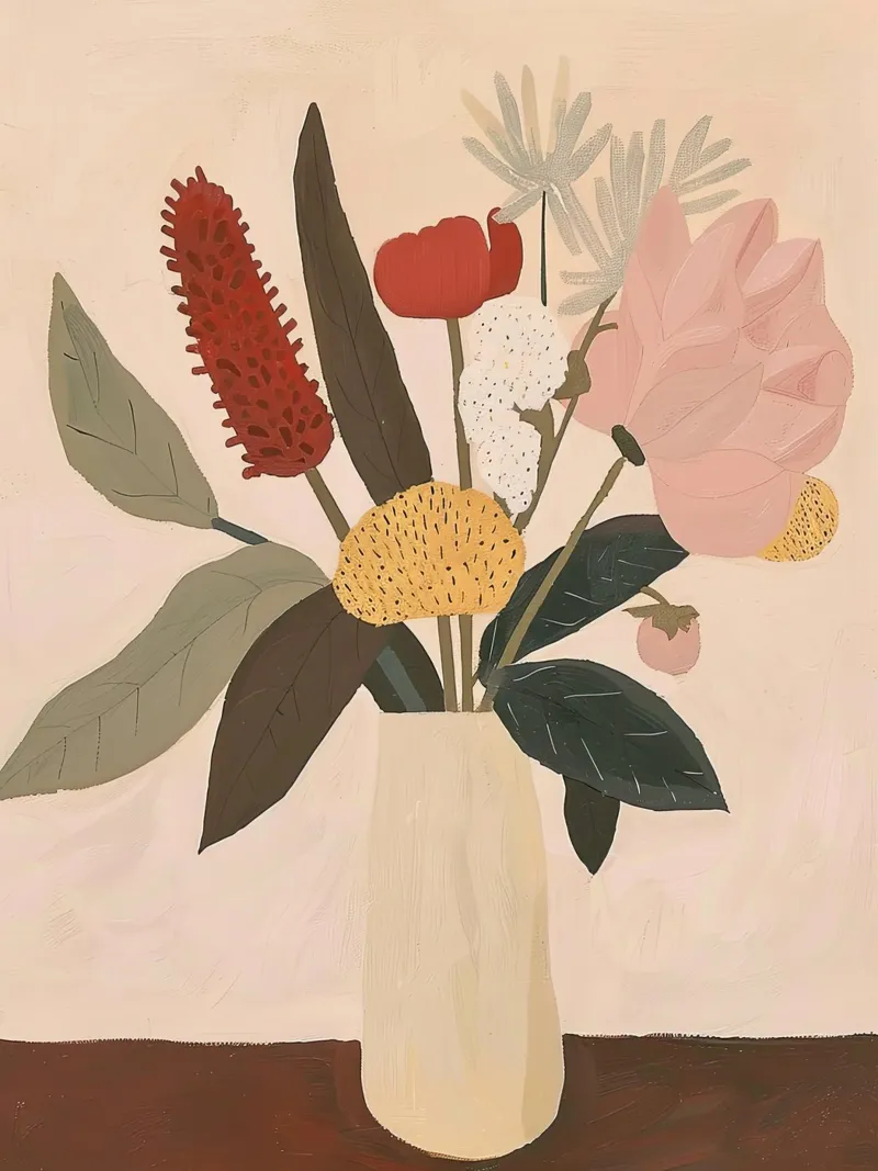 Zachte bloemenstudie poster met kunststof frame van DaarbyN