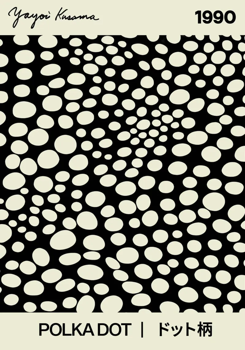 Japanese Polka Dot poster con telaio in alluminio da Attaboy Dsgn
