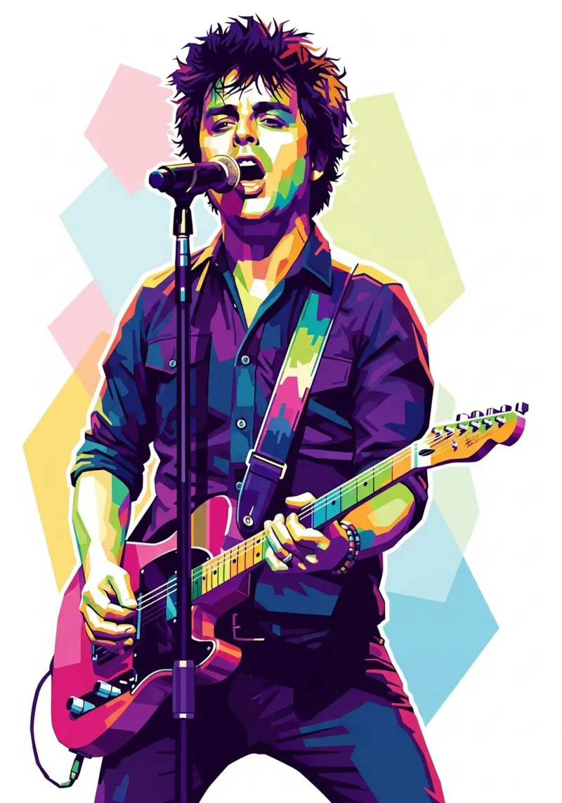 Billie Joe Armstrong - Green Day #1 poster con telaio in alluminio da Hantamrata
