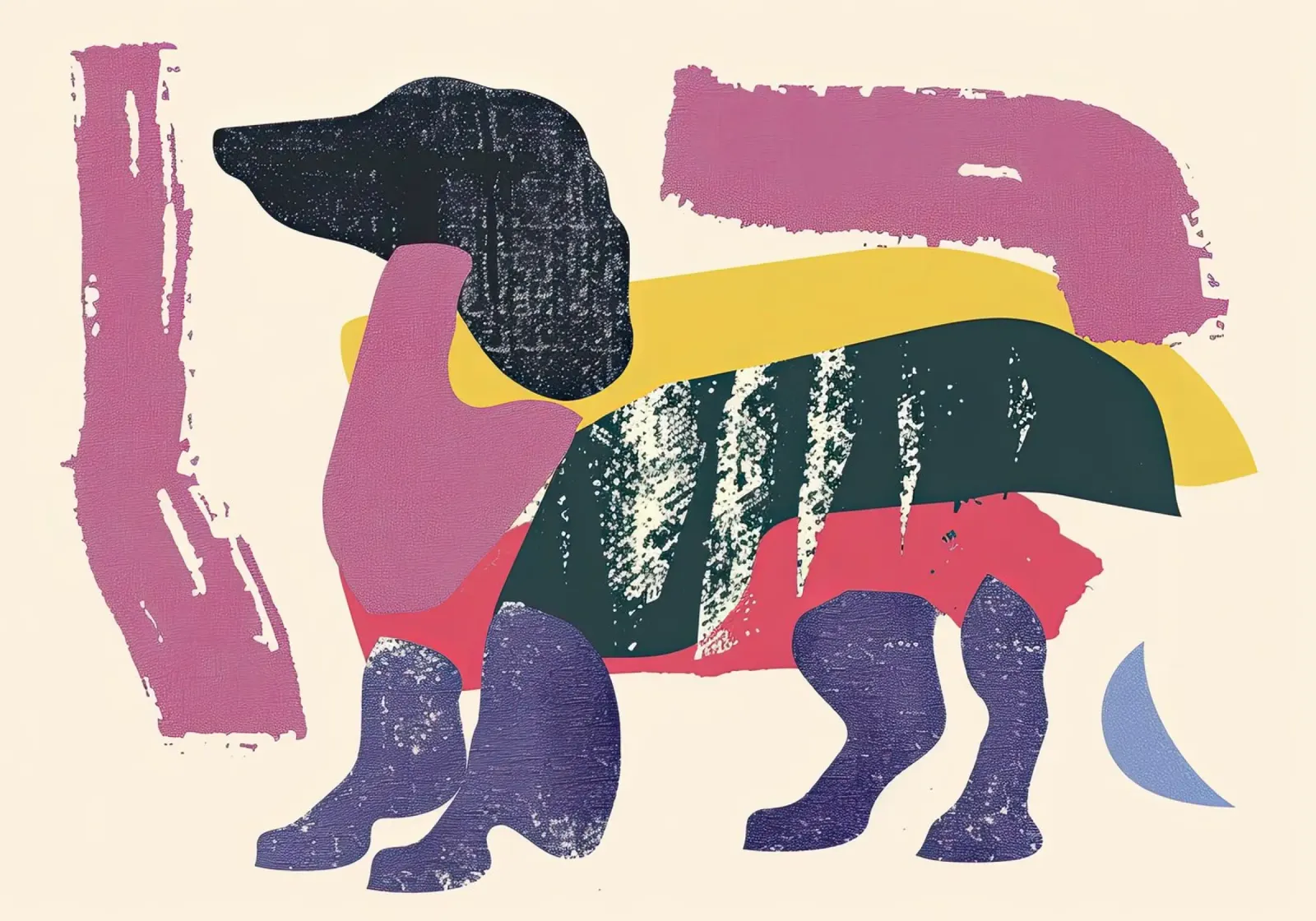 Canino astratto poster con telaio in legno da DaarbyN