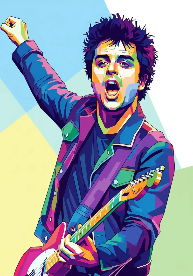 Billie Joe Armstrong - Green Day #2 poster con telaio in legno da Hantamrata