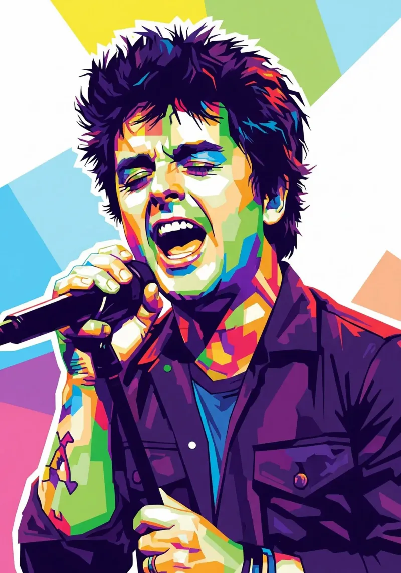 Billie Joe Armstrong - Green Day #3 poster con telaio in legno da Hantamrata