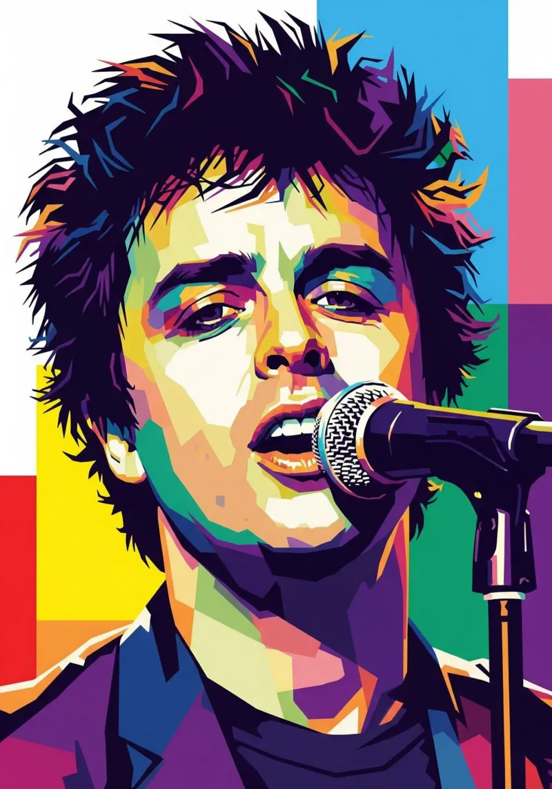 Billie Joe Armstrong - Green Day #4 poster con telaio in legno da Hantamrata