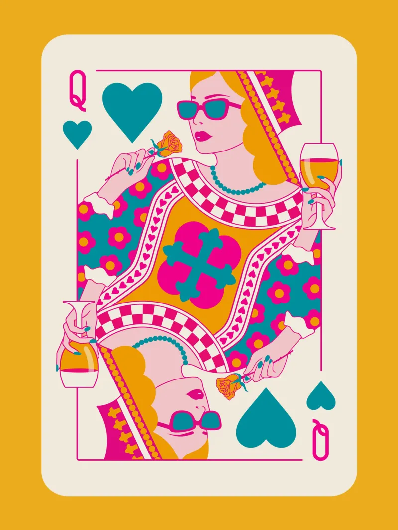 Regina di cuori - Arancione Magenta Blu poster con telaio in plastica da Asha Designs