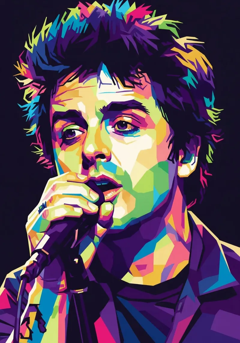 Billie Joe Armstrong - Green Day #5 poster con telaio in legno da Hantamrata