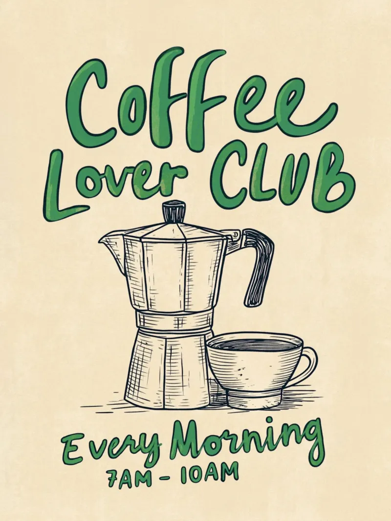 Caffè ogni mattina, verde poster da Carinaprint