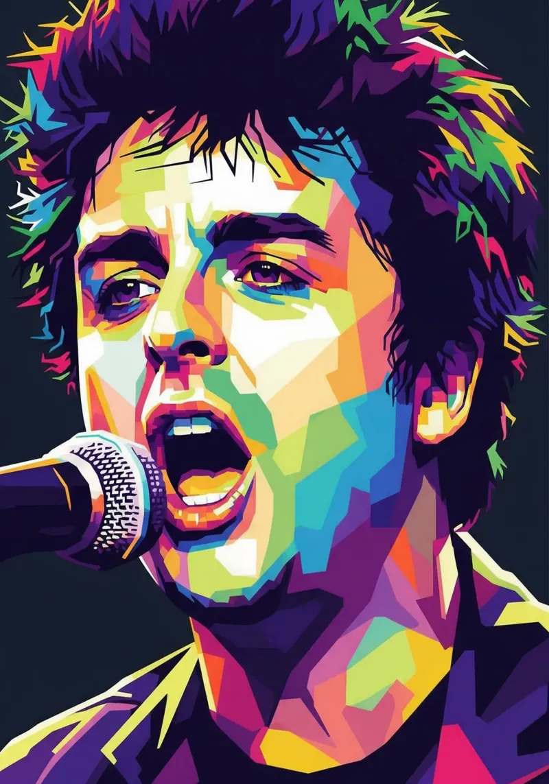 Billie Joe Armstrong - Green Day #7 poster con telaio in legno da Hantamrata