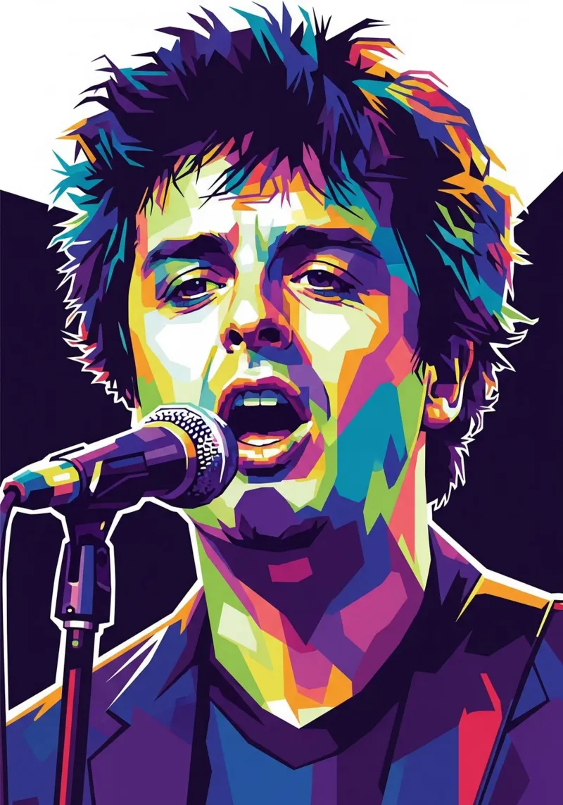 Billie Joe Armstrong - Green Day #8 poster con telaio in legno da Hantamrata