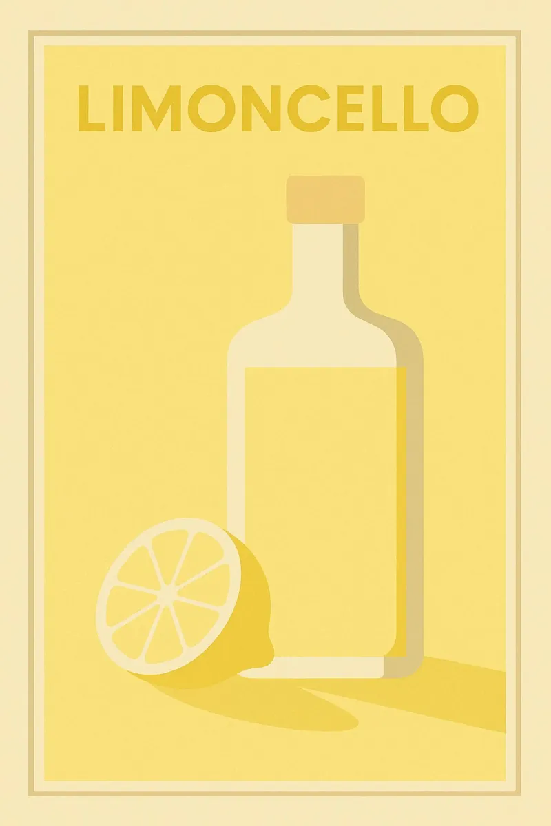 LIMONCELLO - The sparkle of lemon in a minimalist poster canvas by Boissons - Affiches & posters - Retro