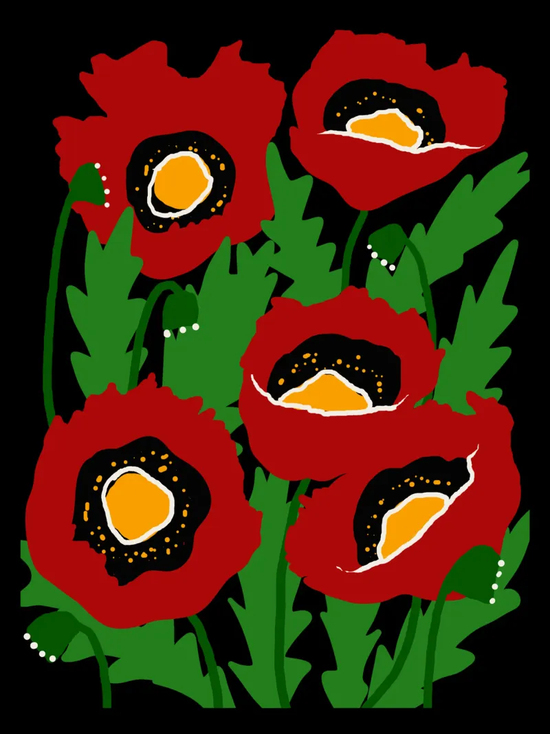 Red poppies poster con telaio in alluminio da TijanaArtStudio88