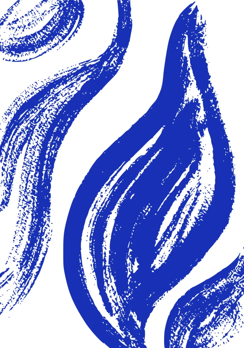 Digital blue leaves poster con telaio in plastica da Jasmyncheng