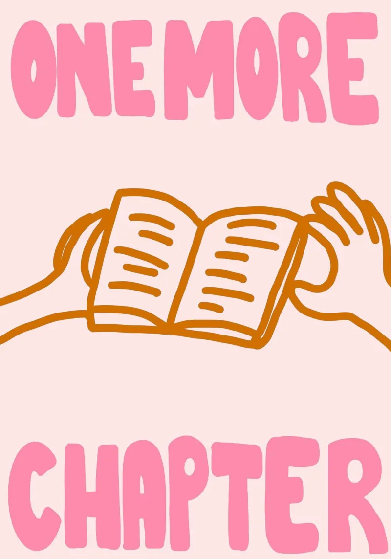 "Poster rosa e arancione "One More Chapter poster con telaio in alluminio da vintagepod
