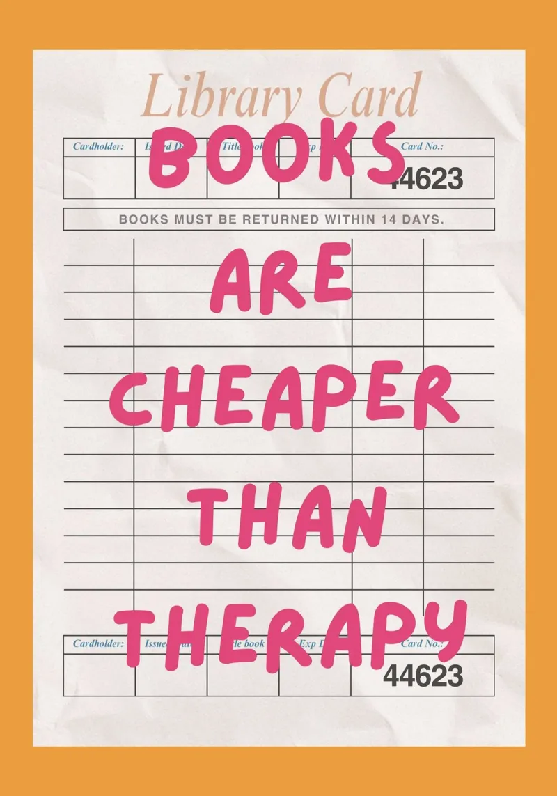 "Poster "I libri sono più economici della terapia poster con telaio in plastica da vintagepod